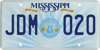 MS license plate JDM020