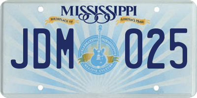 MS license plate JDM025
