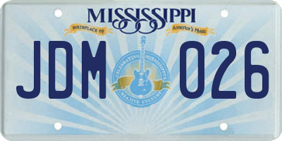 MS license plate JDM026