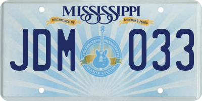 MS license plate JDM033