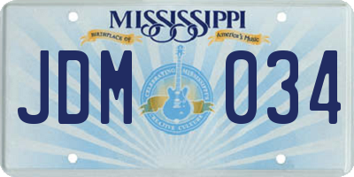 MS license plate JDM034
