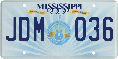 MS license plate JDM036