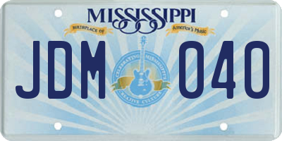MS license plate JDM040