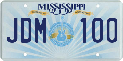 MS license plate JDM100