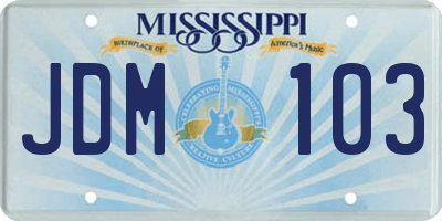 MS license plate JDM103