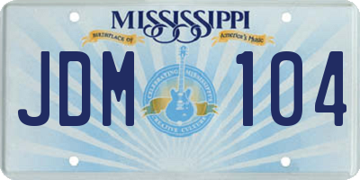MS license plate JDM104