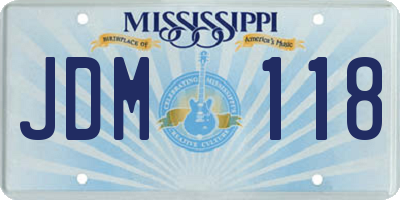 MS license plate JDM118