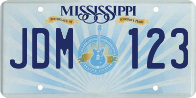 MS license plate JDM123
