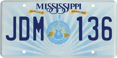 MS license plate JDM136