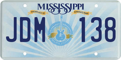 MS license plate JDM138