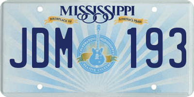 MS license plate JDM193