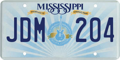 MS license plate JDM204