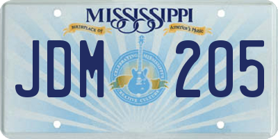 MS license plate JDM205