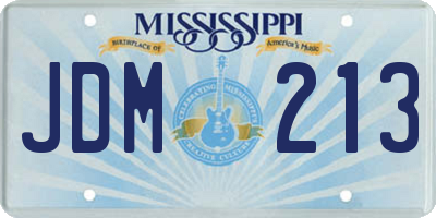 MS license plate JDM213