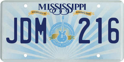 MS license plate JDM216