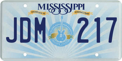 MS license plate JDM217