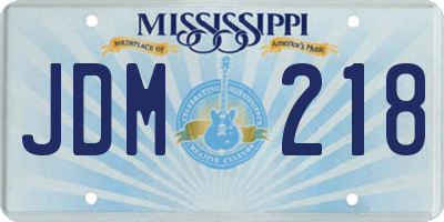 MS license plate JDM218