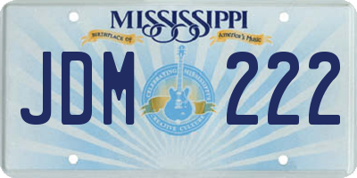 MS license plate JDM222