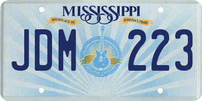 MS license plate JDM223