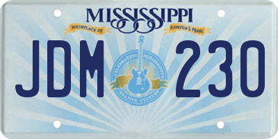 MS license plate JDM230