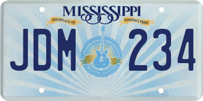 MS license plate JDM234