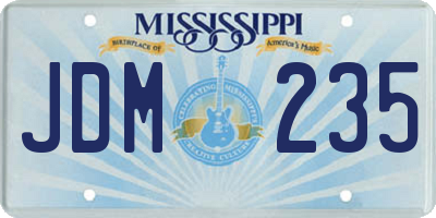 MS license plate JDM235