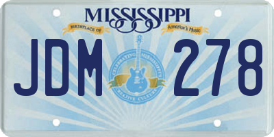 MS license plate JDM278