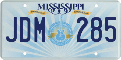 MS license plate JDM285