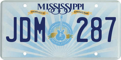 MS license plate JDM287