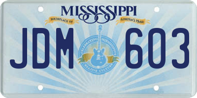 MS license plate JDM603