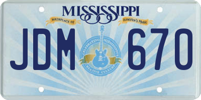 MS license plate JDM670