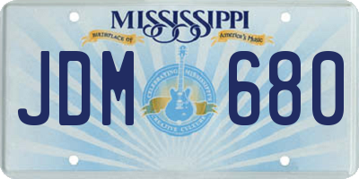 MS license plate JDM680