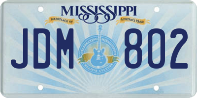 MS license plate JDM802