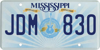 MS license plate JDM830