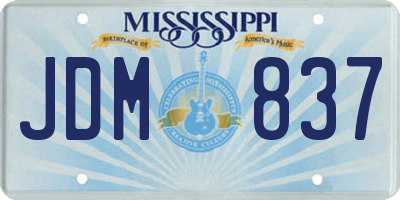 MS license plate JDM837