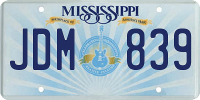 MS license plate JDM839