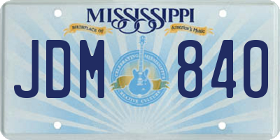 MS license plate JDM840