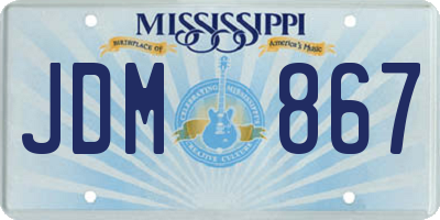 MS license plate JDM867