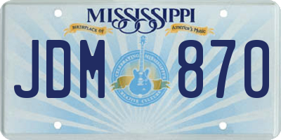 MS license plate JDM870