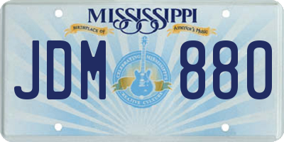 MS license plate JDM880