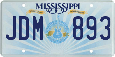 MS license plate JDM893