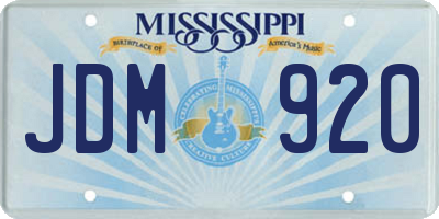 MS license plate JDM920