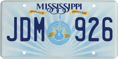 MS license plate JDM926
