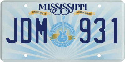 MS license plate JDM931