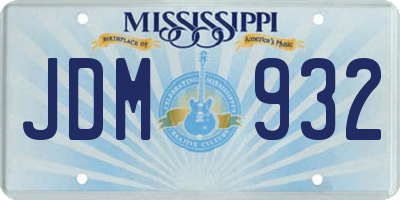 MS license plate JDM932