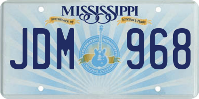 MS license plate JDM968