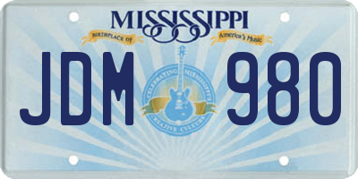 MS license plate JDM980