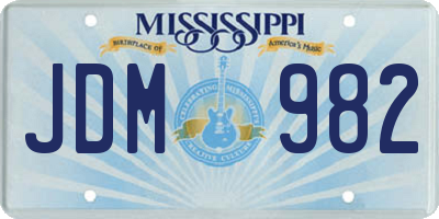 MS license plate JDM982