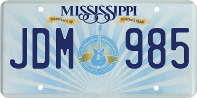 MS license plate JDM985