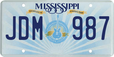 MS license plate JDM987